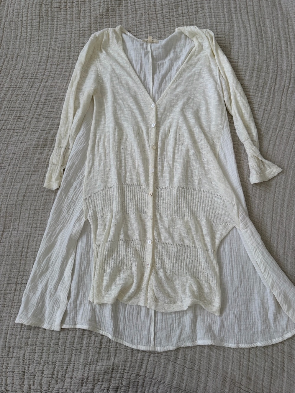 Mystree Cream Button-Front Midi Dress